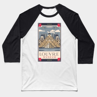 A Vintage Travel Art of the Louvre Museum in Paris - France Baseball T-Shirt